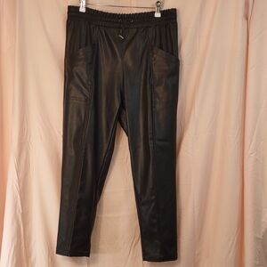 Rails Women's Black Faux Leather Elastic Waist Pants